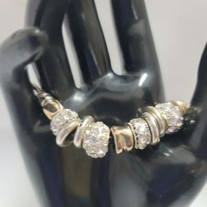 Brighton Look Crystal and Gold Tone  Bracelet on Rope Cord